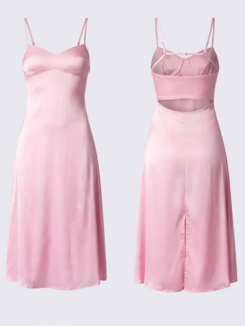 Finesse Chrishell Satin Cut Out Midi Dress Xxs Xs Pink Bachelorette Party Nwt — image 2 of 8